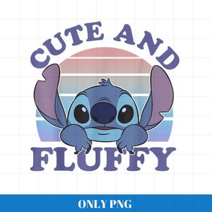 Cute and Fluffy Stitch PNG Digital Clipart, Funny Cartoon Lilo Stitch Sublimation Printable, Ohana Family Cricut Design File
