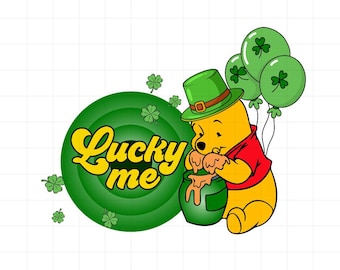 Winnie St Patricks PNG, Winnie Leprechaun Png, File di taglio Cricut Silhouette, St Patrick's Png