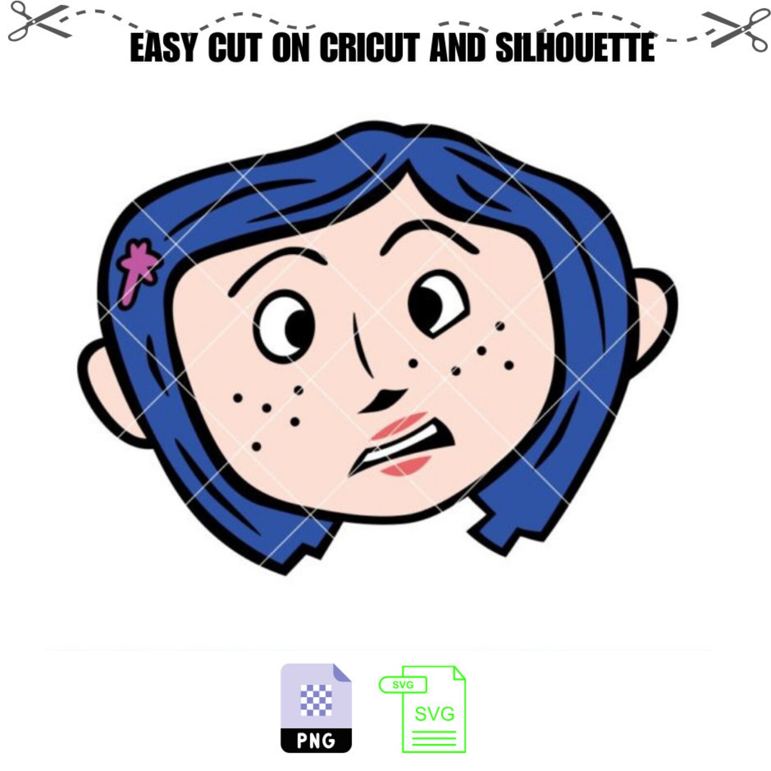 Coraline Head Svg, Coraline Button Eyes Svg, Halloween Svg, Horror Svg ...