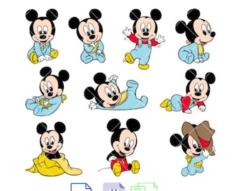 Layered Baby Mickey Svg Bundle, Instant Download, Bundle For Cricut, Silhouette Vector SVG PNG DXF Cut File