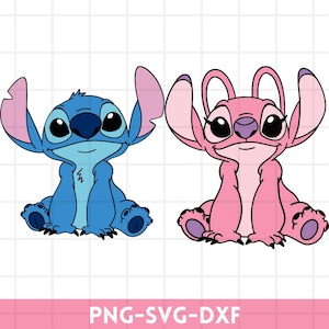 Paquete SVG de Stitch y Angel, svg de amor de Stitch, svg de ángel de Stitch, svg de Stitch Angel, svg de Stitch, SVG de Stitch y corazón de ángel, archivos de descarga digital