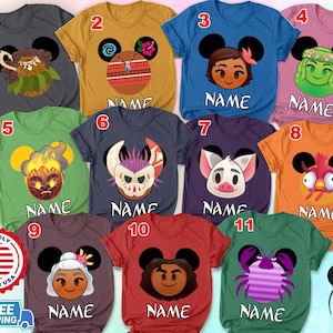 Personalized Moana Cartoon Shirts, Disney Moana Unisex T-shirt, Custom Name Moana Birthday Family Party Shirts Moana Shirt Gift for Boy Girl