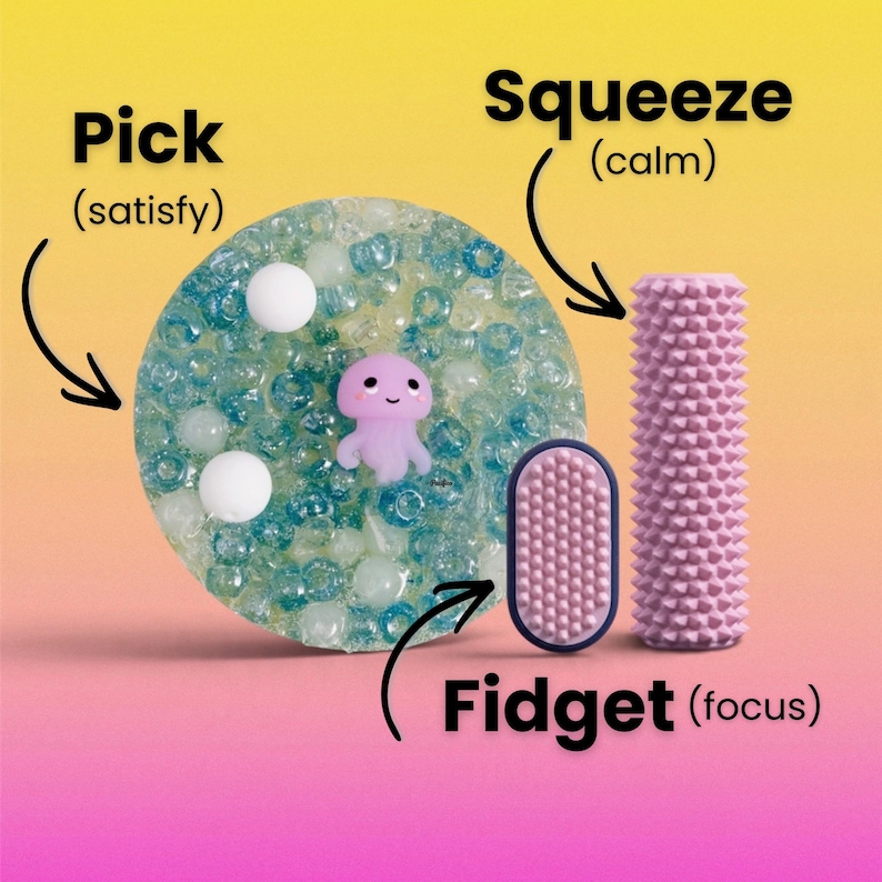 3-in-1 Sensory Fidget Bundle: Picky Pad, Spiky Roller & Magnetic Slider ...