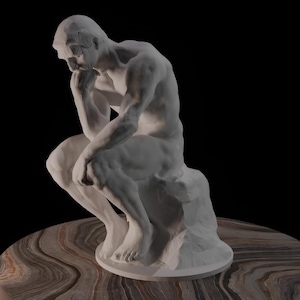 Statue of The Thinker by Auguste Rodin, Flawlessly 3D Printed Home and Office Decor Gift, Motivational