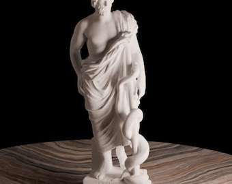 Estatua de Asclepio, dios griego de la curación y la salud, impresa en 3D