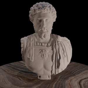 Bust of Marcus Aurelius, Decorative Roman Statue, Antique Sculpture, 3D Printed Home and Office Decor, Emperor, Ancient Leader