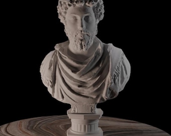 Bust of Marcus Aurelius, Decorative Roman Statue, Antique Sculpture, 3D Printed Home and Office Decor, Emperor, Ancient Leader