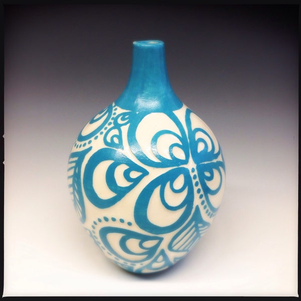 RESERVED: Turquoise Petal Vase-Small (for Ann B)