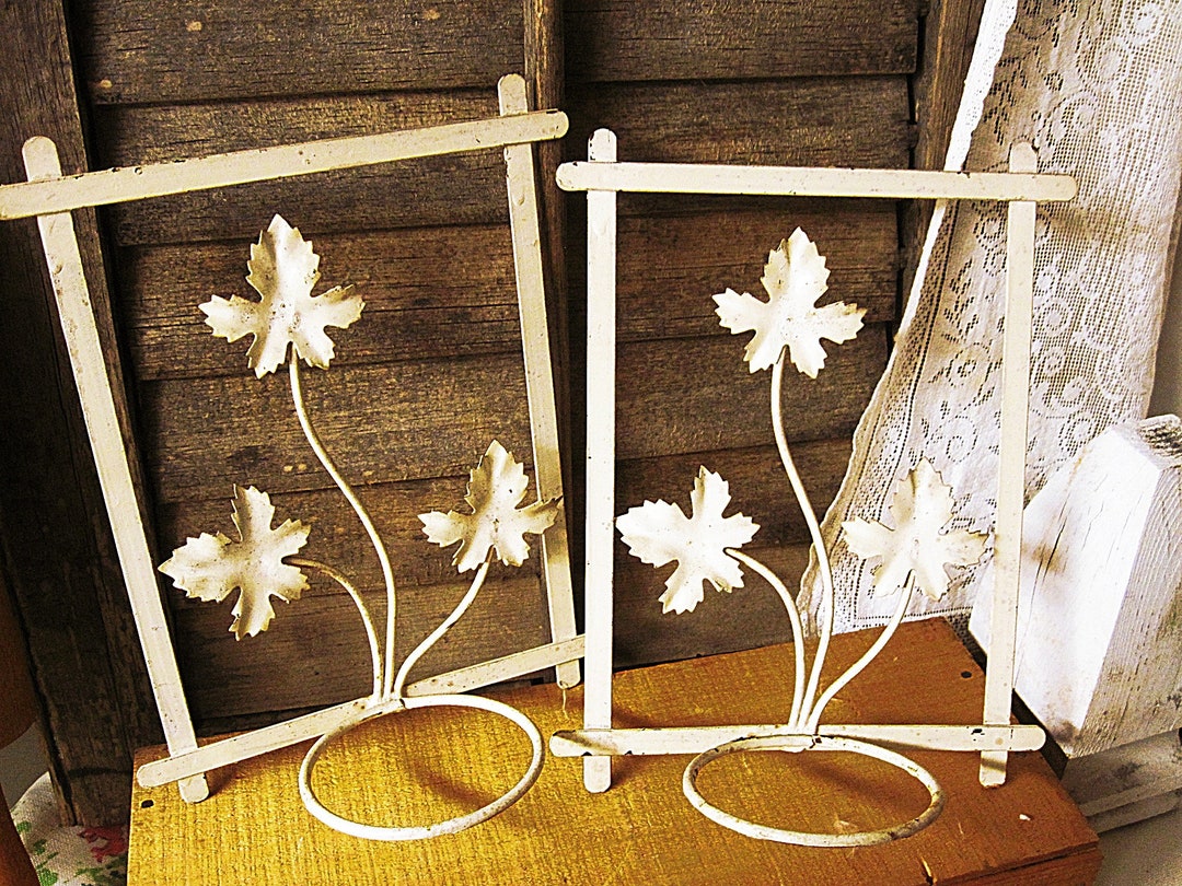 Vintage Plant Hangers Metal Wall Hangings Candle Holders Farmhouse