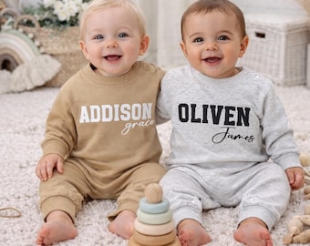 Custom Puff Name Baby Sweatshirt Bodysuit, Baby Shower Gift, Minimalist Baby Birthday, Personalized Bubble Romper, Baby Christmas Gift