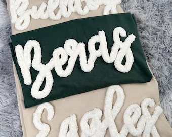 Chenille Letter Sweatshirt Team Sports Shirts Spirit wear Sports Mom Spirit Shirts Team Mom Fuzzy Letters for teacher