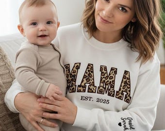 Sweat-shirt MOM LIFE Imprimé Léopard/tigre Pour Maman - Noir - Taille Unique Ou Standard - Neuf Avec étiquettes - Cadeau Maternité