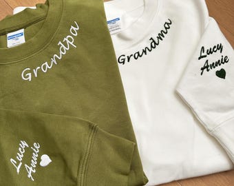 Sudadera de abuela personalizada con nombres de nietos en la manga, sudadera con capucha de abuela personalizada, atuendo de abuela, ropa de Gigi Mimi, regalos para el día de la madre