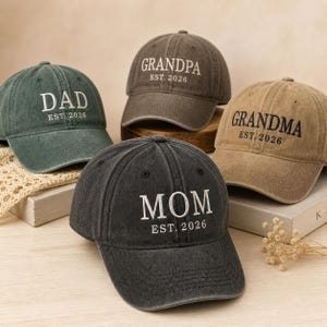 Custom Embroidered Hat, Grandpa with Est Year, Personalized Date, Vintage Baseball Hat,Pregnancy Announcement,Mom Gift, Gift For New Grandma