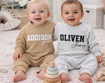 Custom Puff Name Baby Sweatshirt Bodysuit, Baby Shower Gift, Minimalist Baby Birthday, Personalized Bubble Romper, Baby Christmas Gift