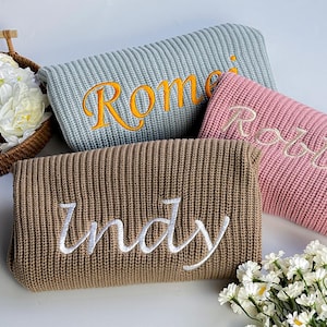 Personalized Embroidered Baby and Toddler Sweater, Embroidered Oversized Chunky Kids Sweater, Baby Name Announcement, Baby Shower Gift