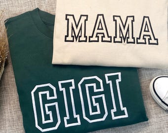 Sudadera bordada para abuela, camiseta Gigi, regalo para abuela, camiseta Nana, regalo para abuela nueva, sudadera bordada para abuela, bloque universitario