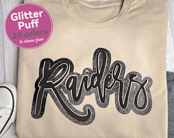 Double Color Puff Font Team Name Sweater, Glitter Puff Sweater, Puffy Print Sweatshirt for Wifey, Glitter Puff Hoodie, School Spirit Shirts