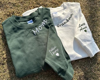 Sweat grand-mère personnalisé avec prénoms petits-enfants sur la manche, sweat à capuche grand-mère personnalisé, tenue grand-mère, vêtements Gigi Mimi, cadeaux pour la fête des mères