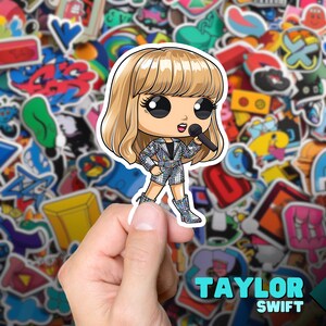 T-Swift Funko Pop Decal, Funko Pop Chibi, Decal Chibi, Decal Sticker For Laptops Cars Notebooks, Fun Funko Pop Sticker, Funko Pop T-Swift