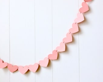 Coral Heart Garland / Wedding Decoration / Love Bunting / Anniversary Decor / Photo Prop / Adjustable Hand Sewn