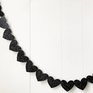 Black Sparkle Heart Garland Black 5 ft