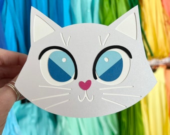 White Cat Card Blank Inside Any Occasion Card