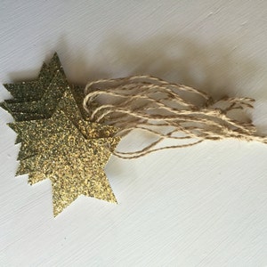 Golden Glitter Star Gift Tags Christmas Tags Holiday Tags Paper Ornaments image 3