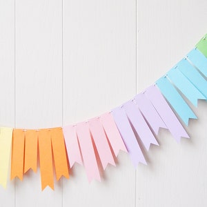 Pastel Rainbow Garland / Fringe Garland / Easter Garland / Rainbow Bunting / Easter Decor / Nursery Decor / Party Decor / Photo Prop image 1