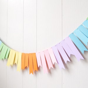Pastel Rainbow Garland / Fringe Garland / Easter Garland / Rainbow Bunting / Easter Decor / Nursery Decor / Party Decor / Photo Prop image 4