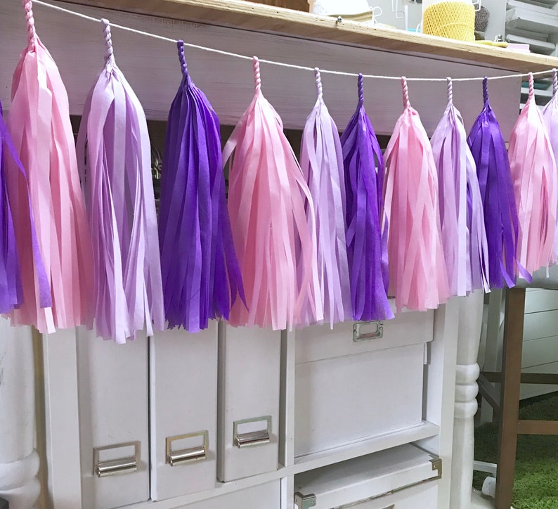 Pink and Purple Tassel Garland Nursery Bridal Shower Decor Kids room Girl