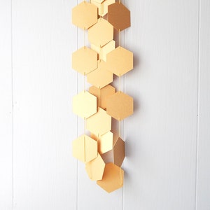 Hexagon Gold Honeycomb Garland Bunting / Geometric wall hanging / Photo Prop / Baby Shower image 1