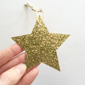 Golden Glitter Star Gift Tags Christmas Tags Holiday Tags Paper Ornaments image 1