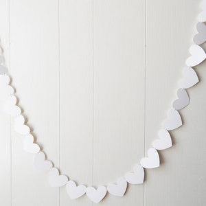 White Heart Garland / White Wedding Decoration / Love Bunting / Anniversary Decor / Photo Prop / Adjustable Hand Sewn image 3