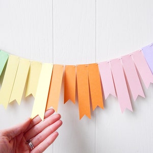 Pastel Rainbow Garland / Fringe Garland / Easter Garland / Rainbow Bunting / Easter Decor / Nursery Decor / Party Decor / Photo Prop image 5