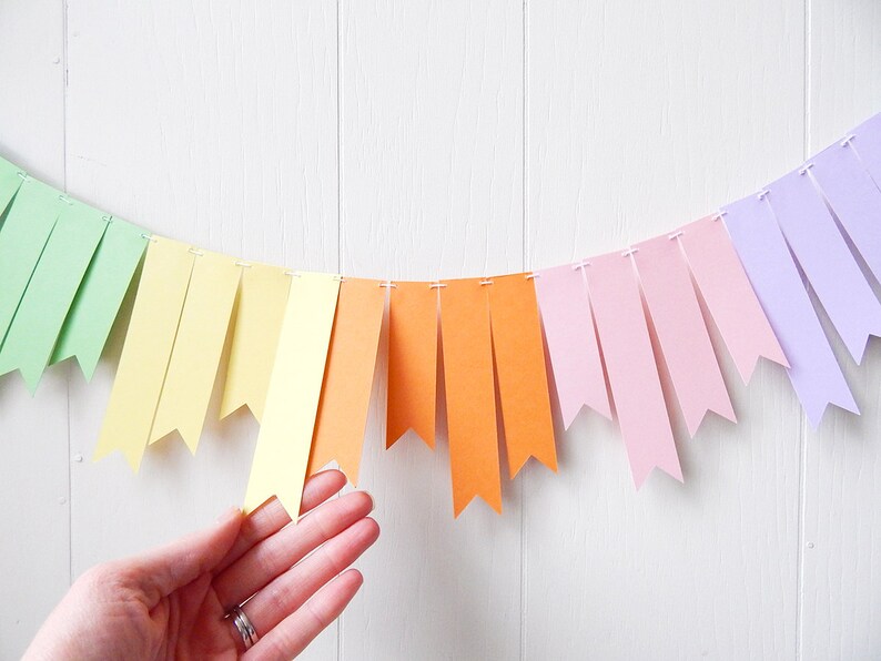 Pastel Rainbow Garland / Fringe Garland / Easter Garland / Rainbow Bunting / Easter Decor / Nursery Decor / Party Decor / Photo Prop image 5