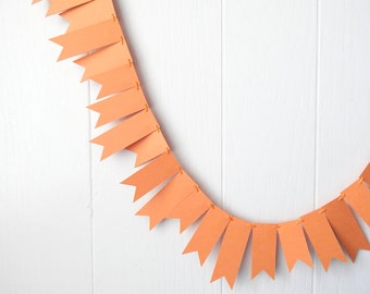 Pumpkin Orange Garland / Orange Bunting / Muted Orange Wedding Decor / Orange Fringe Garland / Orange Decor / Orange Photo Prop