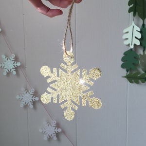 Snowflake Glitter Gift Tags Holiday Tags Gold White Silver image 4