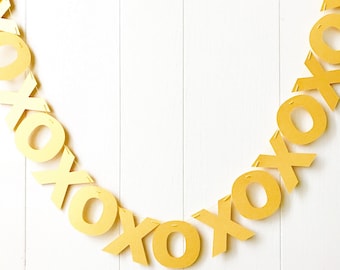 Gold XOXO Banner- Hugs and Kisses Garland- Valentines Bunting- Love Garland - Anniversary Garland -Bridal Shower - Wedding Decor - Photo Pro