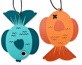 Etiquettes cadeaux poisson luxe