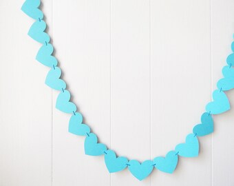 Robin's Egg Heart Garland / Blue Wedding Decoration / Love Bunting / Anniversary Decor / Photo Prop / Adjustable Hand Sewn