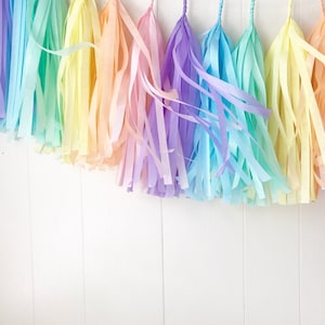 Pastel Rainbow Tassel Garland Kids Room Decor Room decor Dorm Decor Nursery Decor Photo Prop Rainbow Baby Birthday PRE-MADE image 5