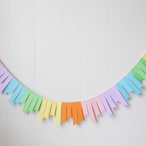 Pastel Rainbow Garland / Fringe Garland / Easter Garland / Rainbow Bunting / Easter Decor / Nursery Decor / Party Decor / Photo Prop image 3