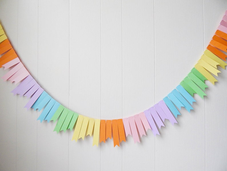 Pastel Rainbow Garland / Fringe Garland / Easter Garland / Rainbow Bunting / Easter Decor / Nursery Decor / Party Decor / Photo Prop image 3