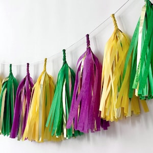 Mardi Gras Tassel Garland - Wedding Decor - Yellow Gold Green Purple - Nursery Decor - Photo Prop - Garland
