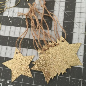 Golden Glitter Star Gift Tags Christmas Tags Holiday Tags Paper Ornaments image 2