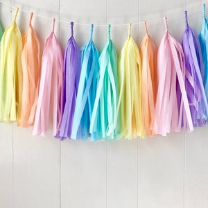 Pastel Rainbow Tassel Garland Kids Room Decor Room decor Dorm Decor Nursery Decor Photo Prop Rainbow Baby Birthday PRE-MADE image 4