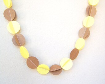 Light Yellow and Kraft Brown Garland Circles 3D Birthday Party 5 ft Wall Decor