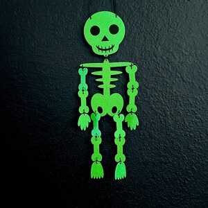 Skeleton Halloween Decor  Wall Hanging - Bright Green Glitter - 16 Inches Tall - Halloween Party - Fall Festival - Cute Halloween