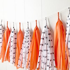 Halloween Tissue Tassel Garland: Black, White & Orange Party